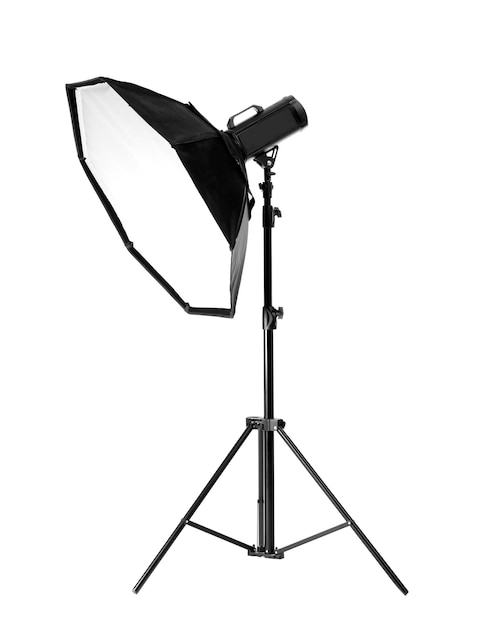 Photo studio lighting on white background food photography