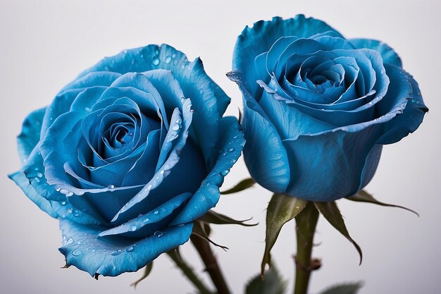 Studio macro image of two blue roses