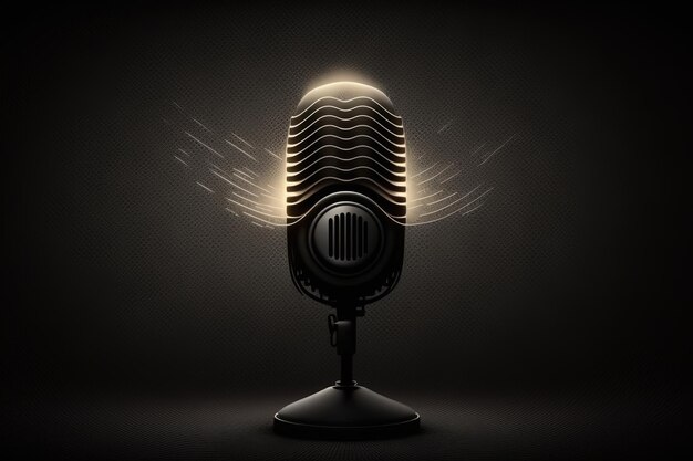 Studio microphone illustration podcast concept Generative AI