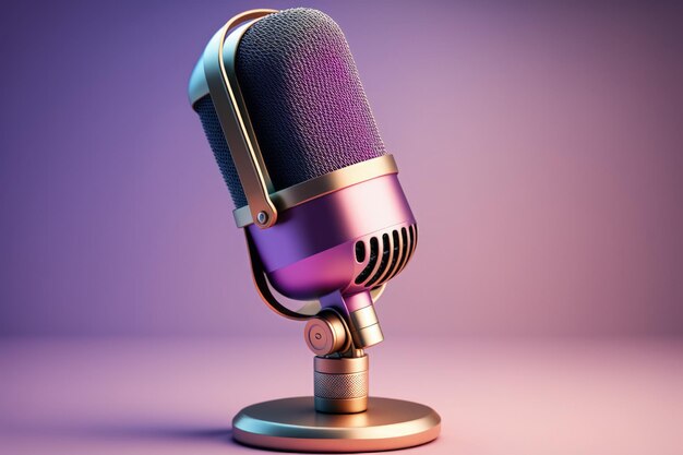 Studio microphone illustration podcast concept gradient background Generative AI