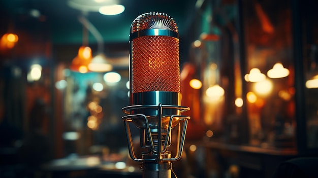 Studio microphone in recording room Generative Ai