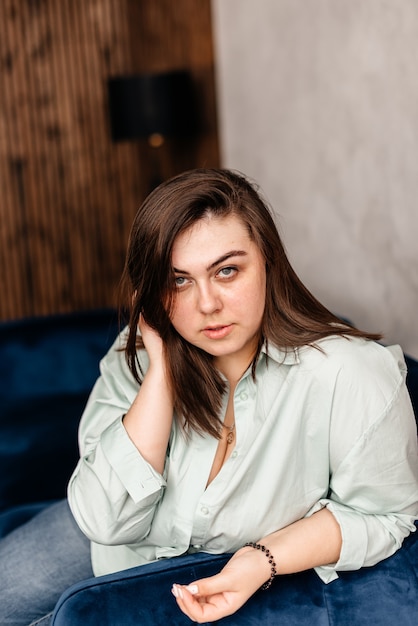 Studio photo of a beautiful adult girl