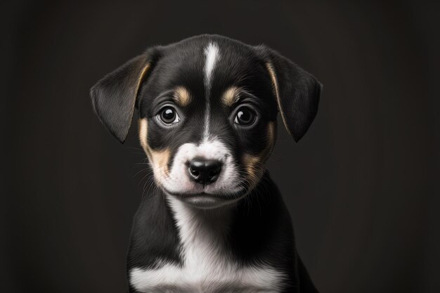 A studio photo of a cute puppy