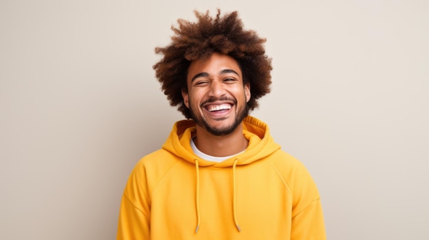 Photo studio photo of a young african american man smiling joy