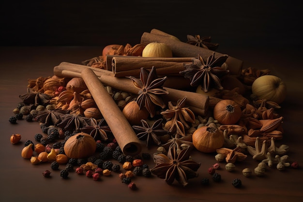 Studio photography of a heap of fresh spices