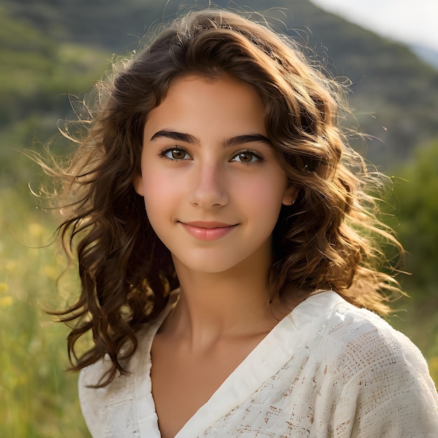 Studio Portrait Of A 15 Year Old Italian Girl With A Playful Hairs