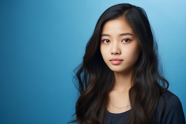 Studio portrait of beautiful teenage girl on different colours background