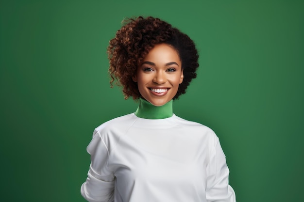 Studio portrait of black businesswoman with toothy smile confident good looking young woma