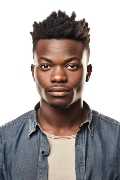 Studio portrait of a confident young african man isolated on white created with generative ai