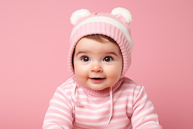 Photo studio portrait of cute little baby infant smiling on different colours background