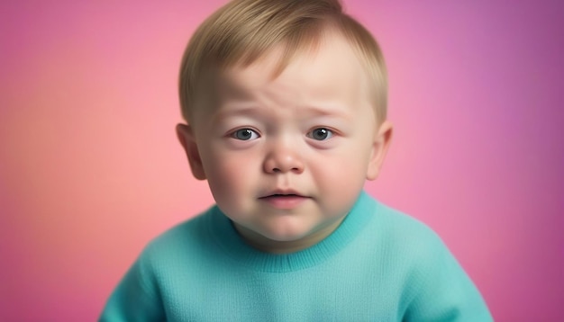 Studio portrait of cute little boy with on different colors background generated by AI
