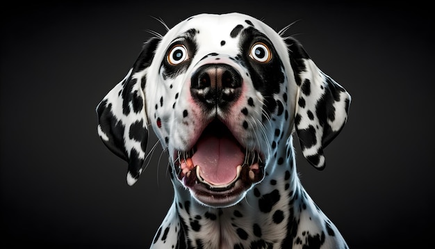 Studio portrait of a dalmatian dog with a surprised face generative ai
