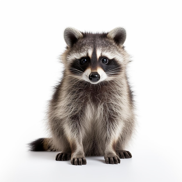 Studio Portrait of HighResolution Raccoon on White Background