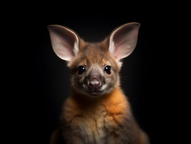 Studio portrait of a kangaroo on a black background Generative AI