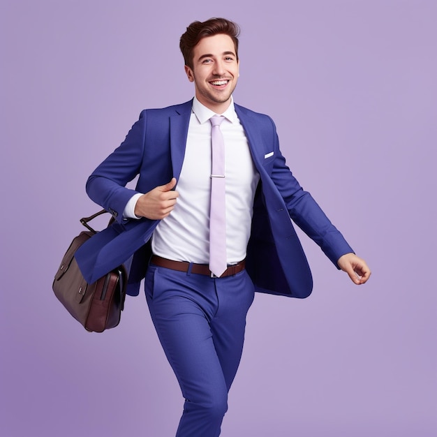 Studio portrait of male person pastel purple background people emotions concept