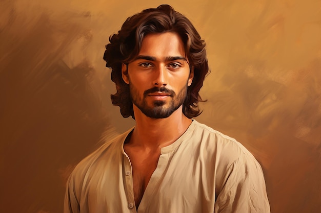 写真 カラー背景のハンサムなインド人男性のスタジオ肖像画