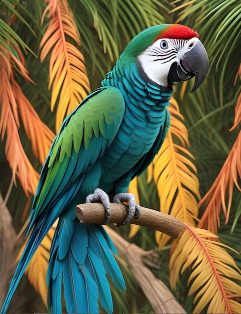 A studio portrait of a parrot looking at the camera perfect feathers ultra clear generated ai