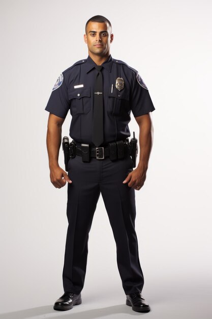Photo studio portrait of a police officer