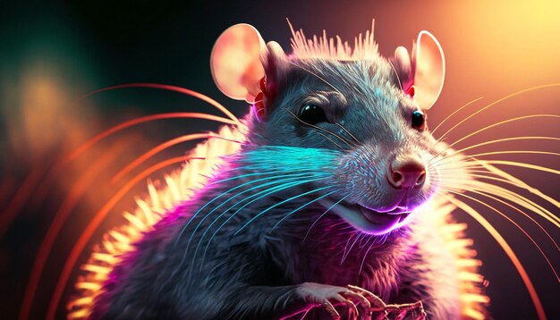 A studio portrait of a rat looking at the camera perfect feathers ultra clear image cinematic sunset light 7