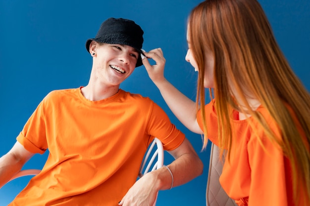 Photo studio portrait of teenagers