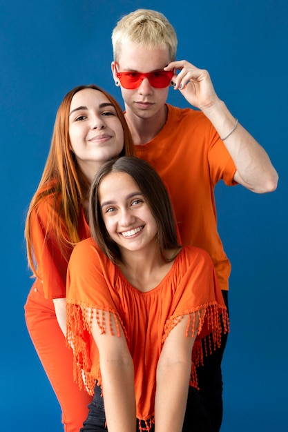 Photo studio portrait of teenagers