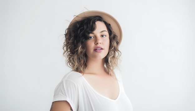 Studio Portrait of a Woman on white background