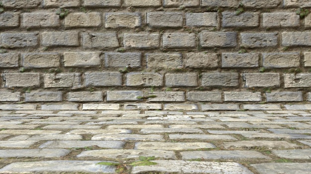 Studio scene of gray bricks background texture, gray brick wall\
scene ready for product