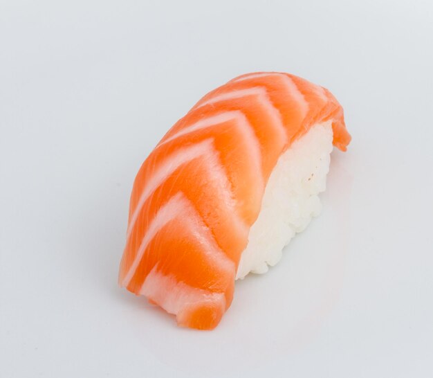 Studio shoot of japanese sushi vaki with salmon on white background