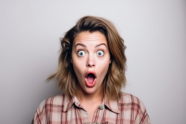 Studio shot of an attractive young woman looking surprised created with generative ai