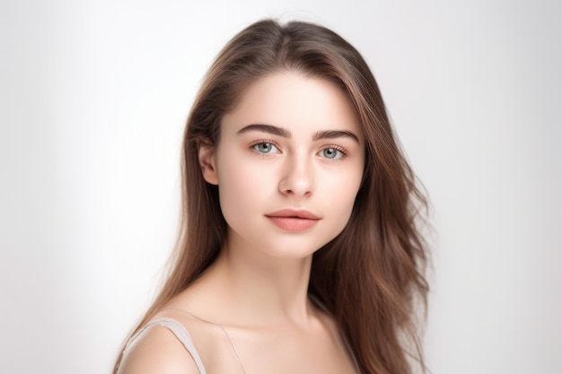 Studio shot of a beautiful young woman isolated on white created with generative ai