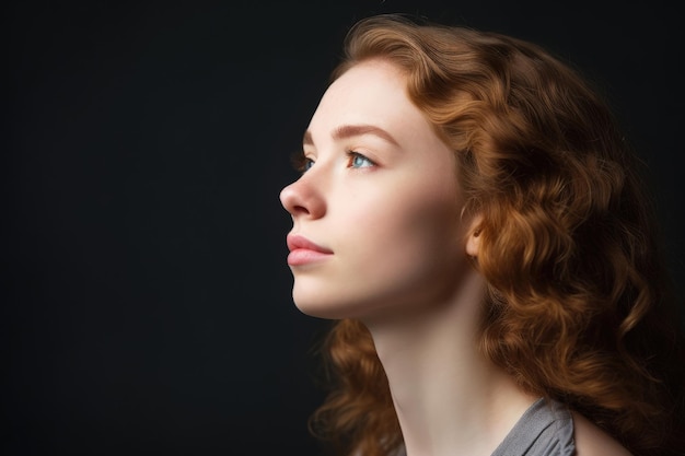 Studio shot of a beautiful young woman looking away in thought created with generative ai