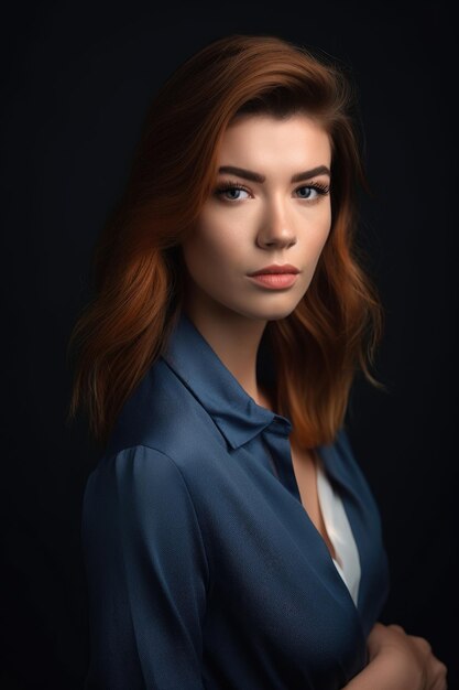 Studio shot of a beautiful young woman posing against a grey background created with generative ai