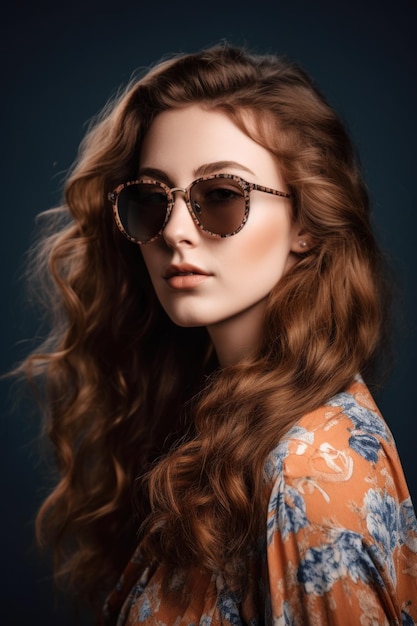 Studio shot of a beautiful young woman wearing sunglasses