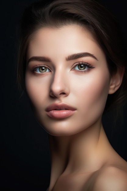 Studio shot of a beautiful young woman with flawless skin created with generative ai