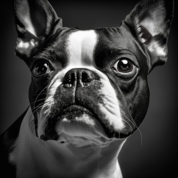 Studio shot boston terrier hond portret met verrukkelijke realistische details