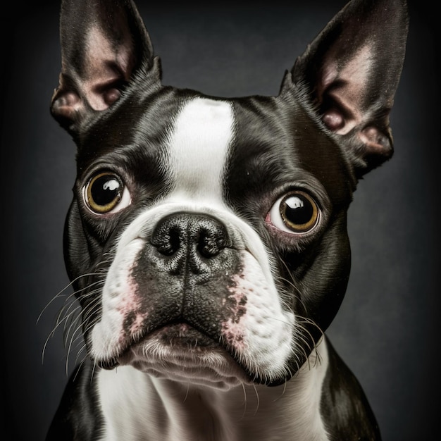 Studio shot boston terrier hond portret met verrukkelijke realistische details