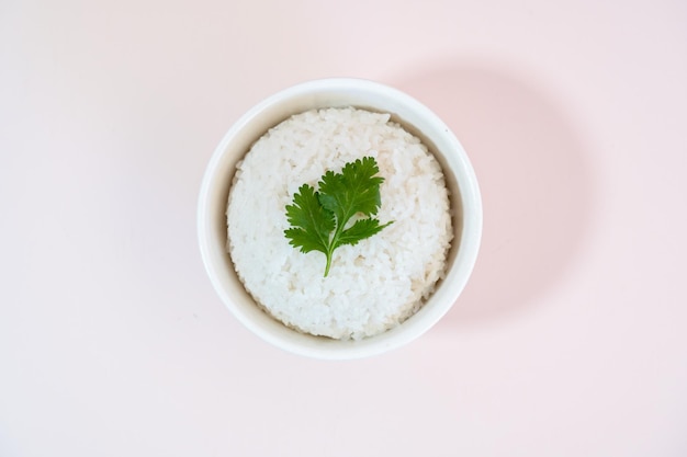 Foto un colpo in studio di una ciotola di riso su uno sfondo semplice