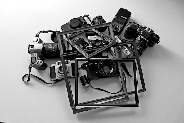 Photo studio shot of cameras