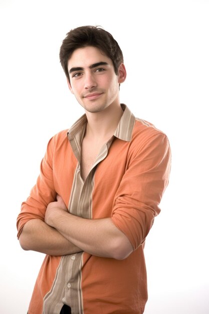 Studio shot of a casual young man posing against a white background