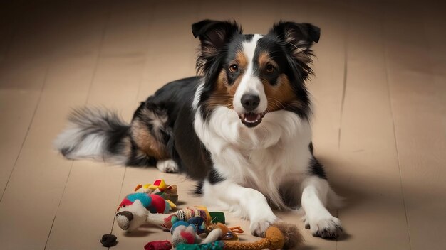 Studio shot of cute border collie dog