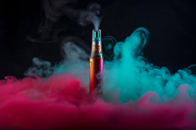 Studio shot of an electric cigarette vape with smoke cloud generative ai