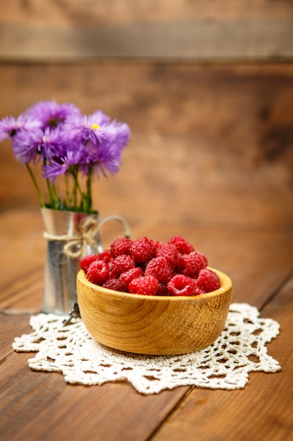 Studio shot of Fresh raspberries