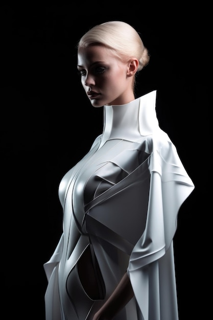 Studio shot of a futuristic robe on a woman