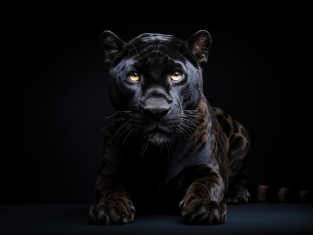 Foto studio shot geïsoleerd op clear black panther background generative ai