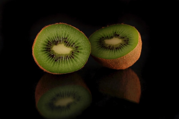 Photo studio shot of halved kiwi