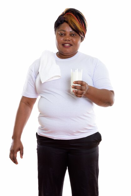 Studio shot of happy woman smiling