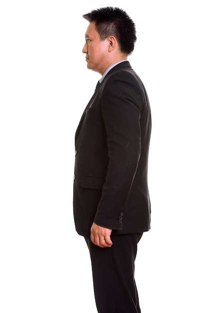 Studio shot of Japanese man isolated against white background