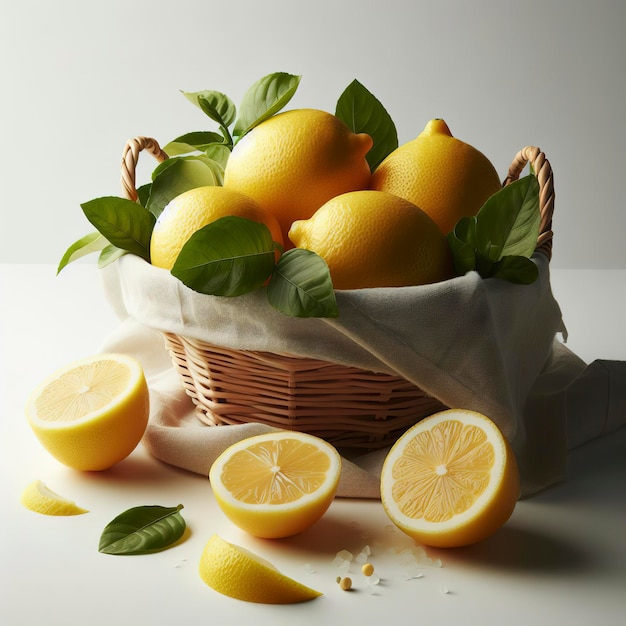 Studio shot of lemons on white background