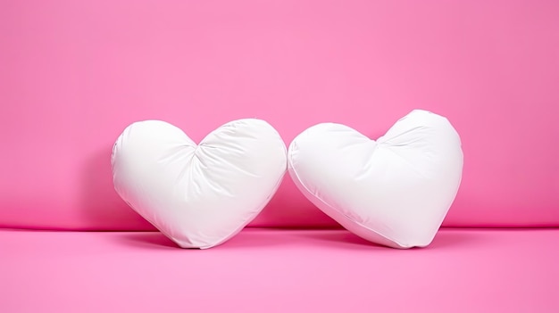 Studio Shot of Pink HeartShaped Petals on Colored Background for Valentines Day