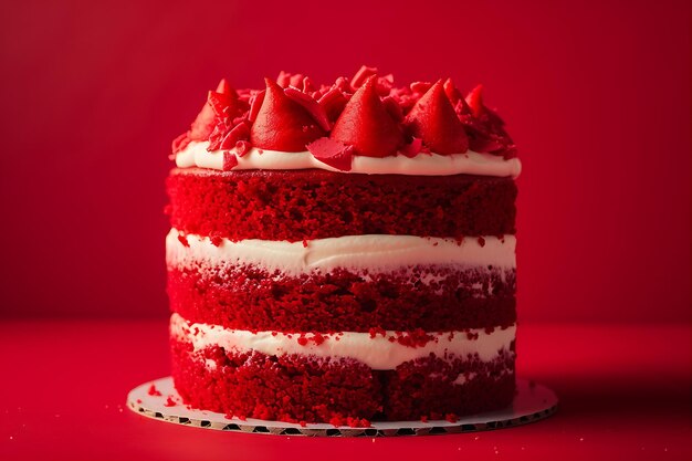 Photo studio shot of a red velvet cake